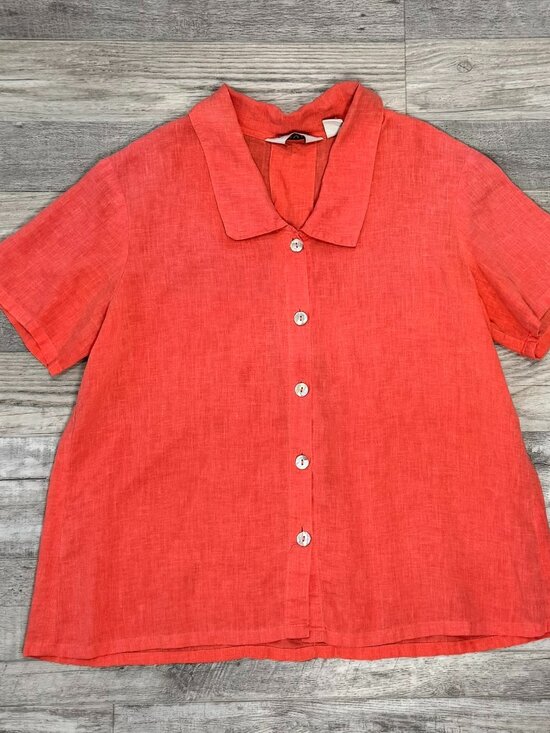 Orivs Tops - Orvis coral hemp short sleeve button front womens shirt oversize small J2